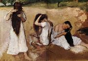 Edgar Degas Girls comb the hair oil on canvas